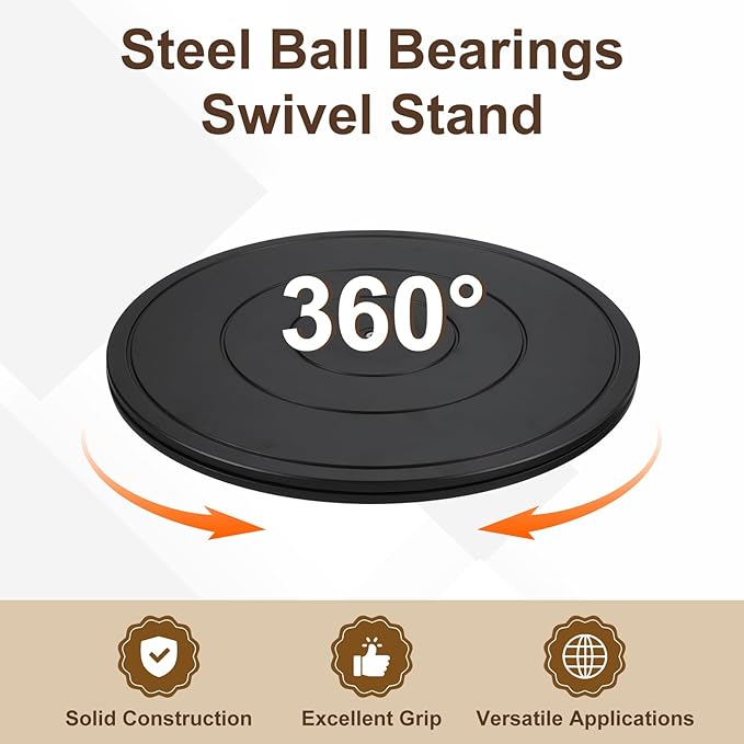 uxcell 3Pcs 16 Inch Rotating Swivel Stand with Steel Ball Bearings, 360 Degree Rotating Lazy Susan Turntable Organizer Round Rotating Plate for TV Sculpture Computers Monitor, Black