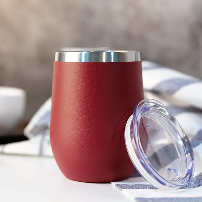 MEWAY 12oz Wine Tumbler Mix Color 16 Pack Bulk Gifts for Women, Vacuum Stainless Steel Travel Mug with Lid,Insulated Stemless Wine Cup Glass for Coffee,Cocktails,Drinks(Mix,Set of 16)