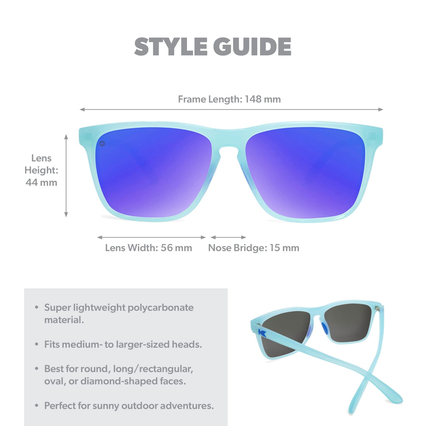 Knockaround Fast Lanes Sport - Polarized Running Sunglasses for Women & Men - Impact Resistant Lenses & Full UV400 Protection, Icy Blue/Moonshine