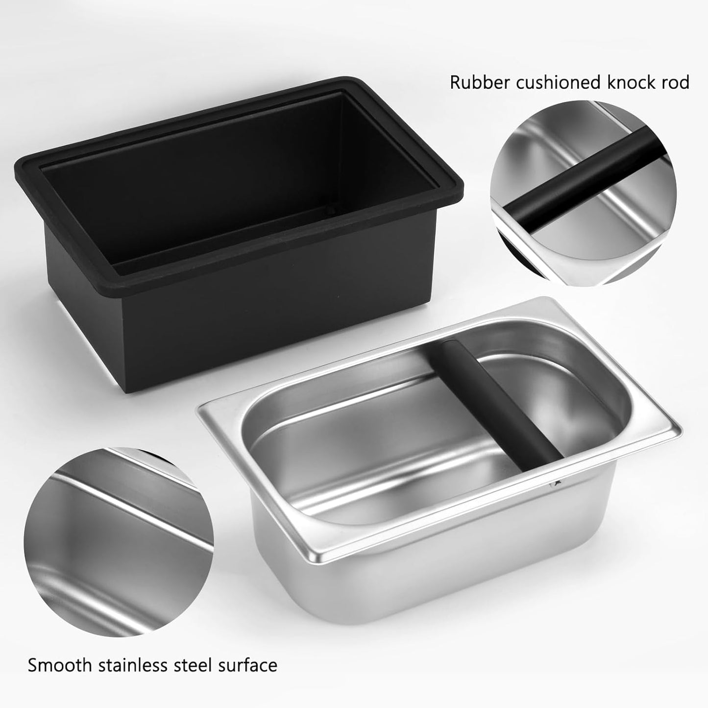 Espresso Knock Box, Stainless Steel Coffee Knock Box Large Capacity Coffee Pucks Container Espresso Machine Tool for Coffee Ground