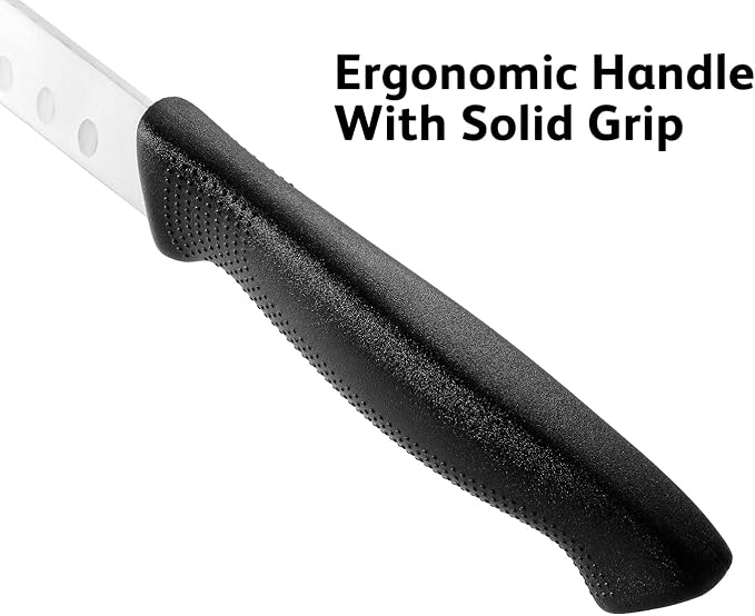 Carving Knife 12-Inch with Razor Sharp Granton Edge for Turkey, Ham, Meat Slicing and Cutting – NSF Certified, German Stainless Steel Blade, Black