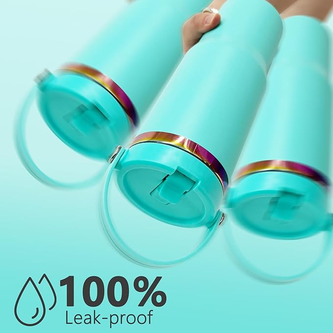 30 oz Tumbler Bulk with Handle and Straw, Vacuum Insulated Tumblers with Flip Straw and Top Handle, Leakproof Powder Coated Tumbler, Stainless Steel Travel Mug for Coffee Water (Blue, 4 Pack)