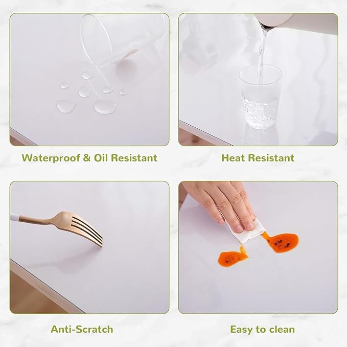 20 x 54 Inch Clear Table Cover Protector, Clear Table Protector for Dining Room Table, 1.5mm Plastic Table Cover, Waterproof Table Pad for Kitchen, Office