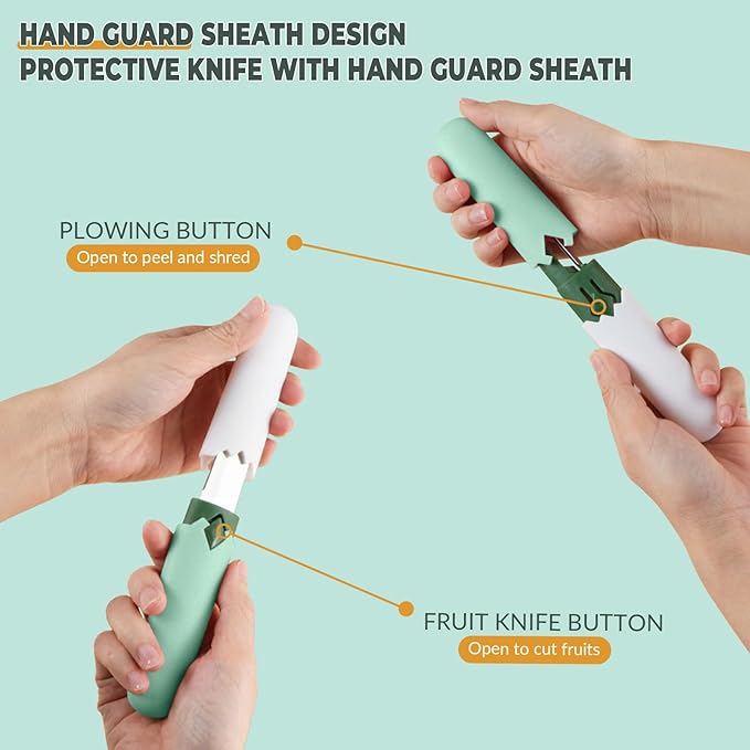 2 in 1 stainless steel Paring knife Peeler; fruit peeler; apple peeler; pear peeler, vegetable peeler, Kitchen Peeler (2, Green White)