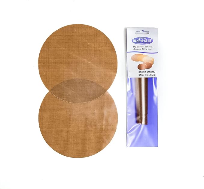 Bake-O-Glide Multigrade Sponge Tin Liners, 2 Pack of Pre-Cut Circles, 10" / 250mm, Brown