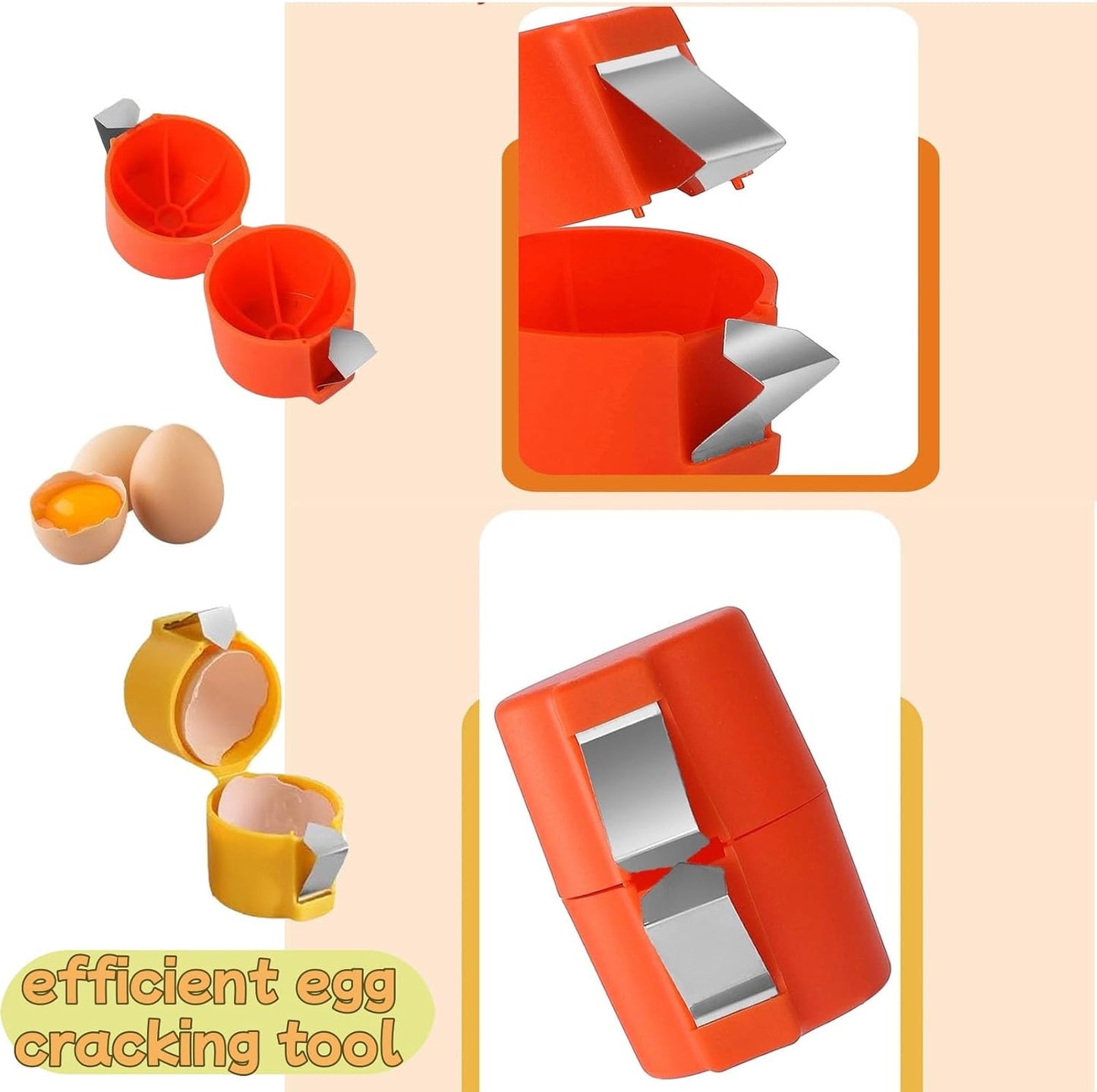 Stainless Steel Egg Opener,Egg Opener For Hard Boiled Eggs,Efficient Egg Cracking Tool，Perfect For Baking, No Shells，No Mess – Perfect Omelets, Scrambled Eggs & Baking. (yellow)