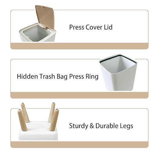 Small Trash Can with Lid Vintage tiles Traditional geometric ornate ceramic tiles seamless Wastebasket with Press Cover Dog Proof Garbage Can Waste Bin for Kitchen Bathroom Nursery 2.6 Gallon