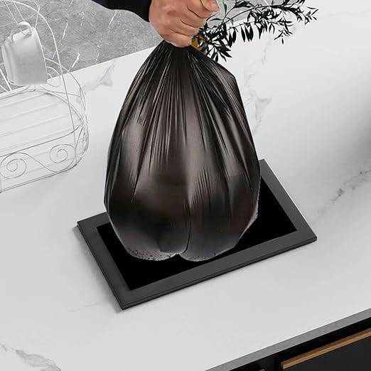 Embedded Countertop Trash Can, Stainless Steel Kitchen Trash Can, Built-in Countertop Trash and Waste Chute, Square Built-in Countertop Trash Can Grommet,Gray Trash can Grommet