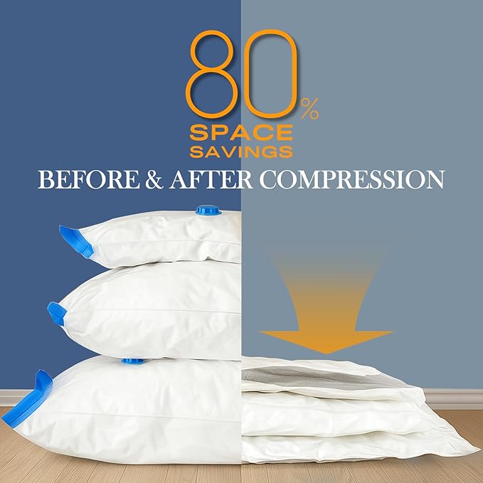 Vacuum Storage Bags for Clothing, 8 Large Vacuum Seal Bags Space Saver for Clothes, Comforters, Blankets, Bedding, Vacuum Sealer Bags with Electric Pump (2025 Upgrade)