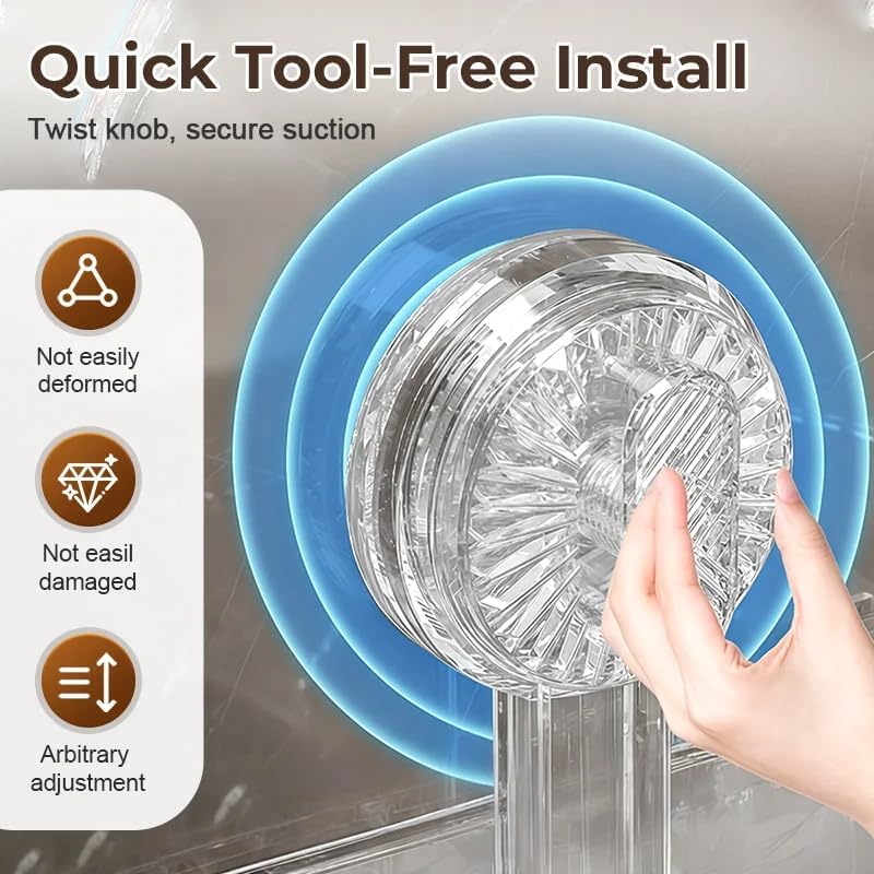 2025 NEW Universal Removable Faucet Storage Rack, Removable faucet storage rack installs, no drilling required, residual water automatically drains away, Thickened and widened panel design (Black)