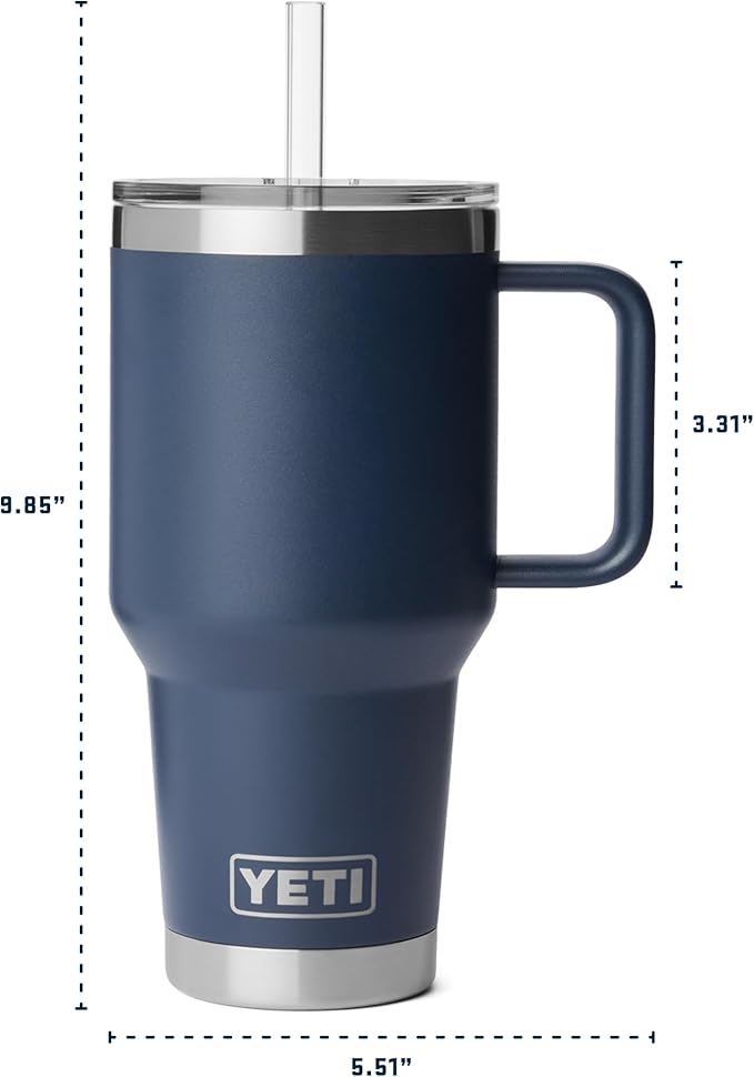 YETI Rambler 35 oz Straw Mug 2.0 - Double-Wall Vacuum Insulation for Cold Beverages – Dishwasher Safe – Cupholder Compatible – Reusable Straw – Comfortable Grip Handle – Travel Mug - Rescue Red