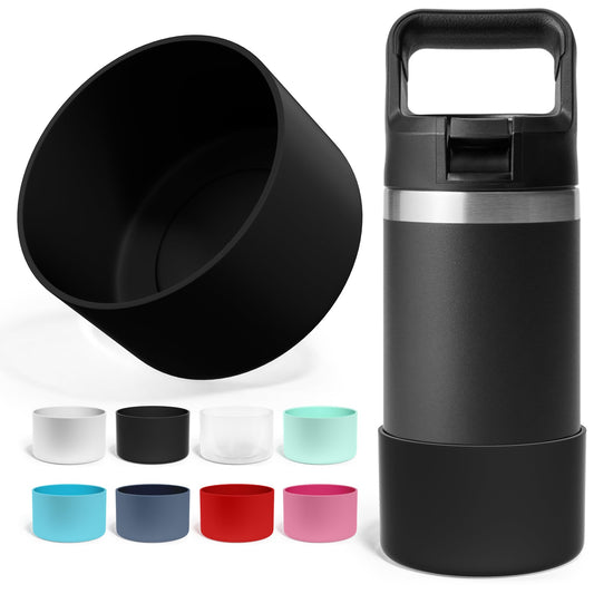 Jmoe USA Silicone Boot for Yeti Rambler Jr 12oz and 18oz Bottle | 2mm Sleeve | Anti-Slip Boot | Protector for the Bottom of your Bottle | Protects Against Damage | BPA Free Silicone (Black)