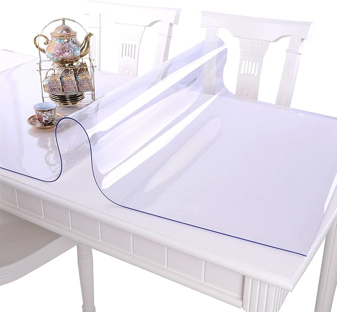 NECAUX Custom 14 x 60 Inch Clear Desk Cover Protector, 1.5mm Thick Plastic Clear Table Pad Desk Mat Desk Protector for Office Computer Writing Desk, Console Table, Media Stand