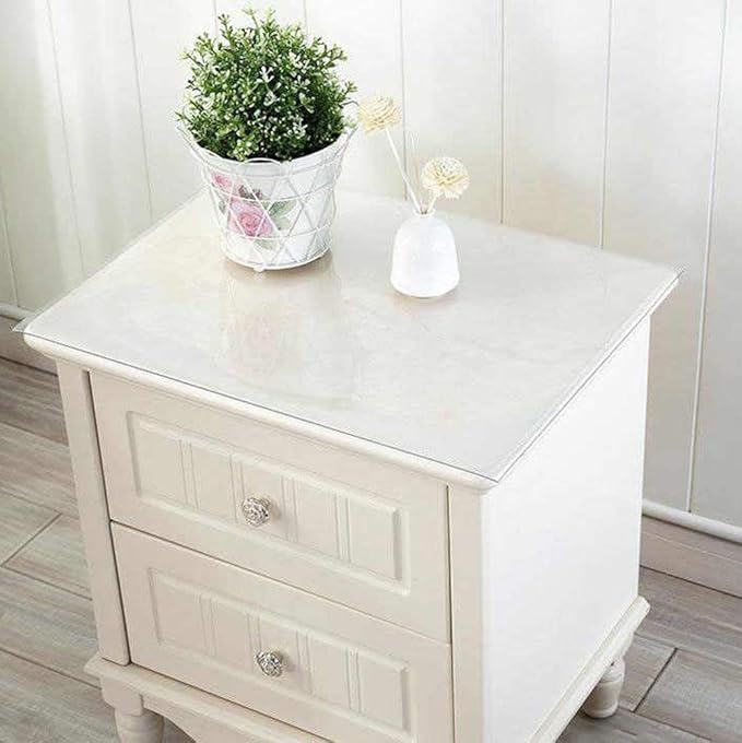 NECAUX 13 x 16 Inch 1.5mm Thick Frosted Table Protector, Rectangular Durable Oil Proof Water Resistant Crystal Soft Plastic Tabletop Cover Protector Placemat Pad for Night Stand Side End Table