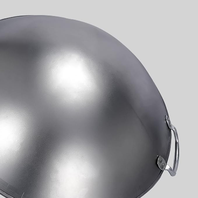 Large Iron Wok, Commercial Large Iron Wok Pan, Double Ear Wok, Not Easy to Rust,40x40x12cm