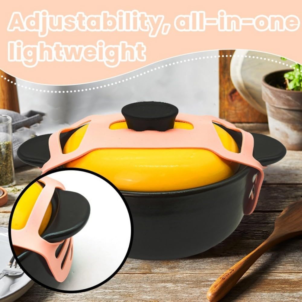 Silicone Lid Lock Strap for Crockpot Slow Cooker (6/7/8 Quart) - Universal Crockpot Lid Holder & Rubber Strap Alternative | Heat-Resistant, No-Spill Design Transport Accessories (Pink)