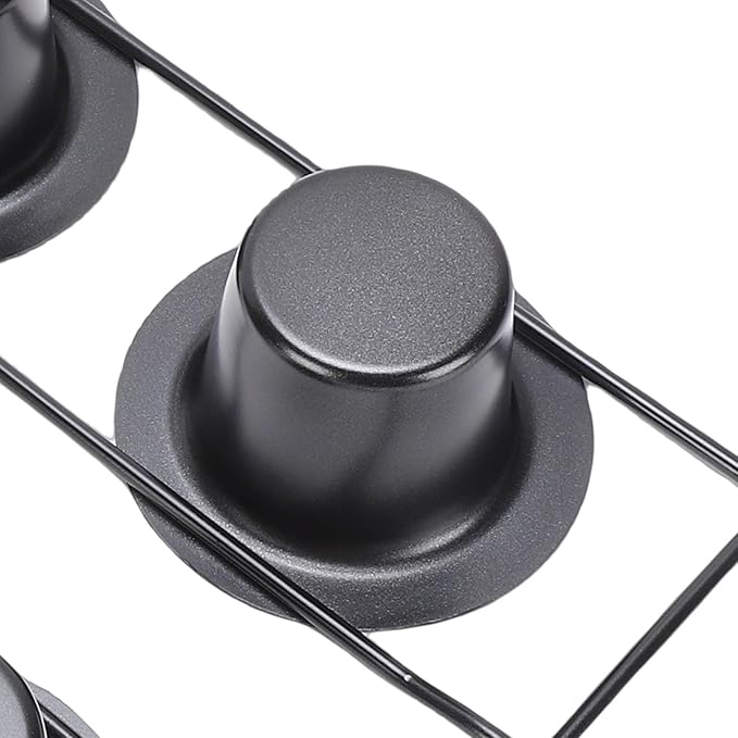 6 Cup Popover Pan, Premium Carbon Steel Easy To Clean Non Stick Cupcake Pan Round 8.9X15.9X2.2Inch Popover Cake with Wire Rack for Pudding, Muffins, Popovers