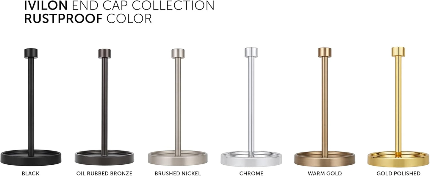 Ivilon Countertop Paper Towel Holder - Modern End Cap Minimalist Design - Fits All Paper Towel Roll Sizes - Color Black