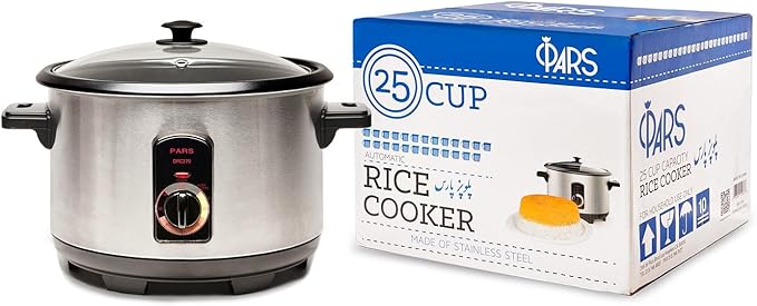 Pars Automatic Persian Rice Cooker - Tahdig Rice Maker Perfect Rice Crust, 25 Cup