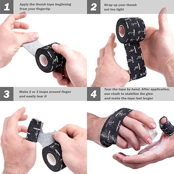 WARM BODY COLD MIND 2" Premium Lifting Thumb Tape for Weightlifting - Hook Grip for Powerlifting, Strength/Cross Training, Deadlift, Weight Lifting, Athletic Finger Wrap (Mix V3 3 Rolls)