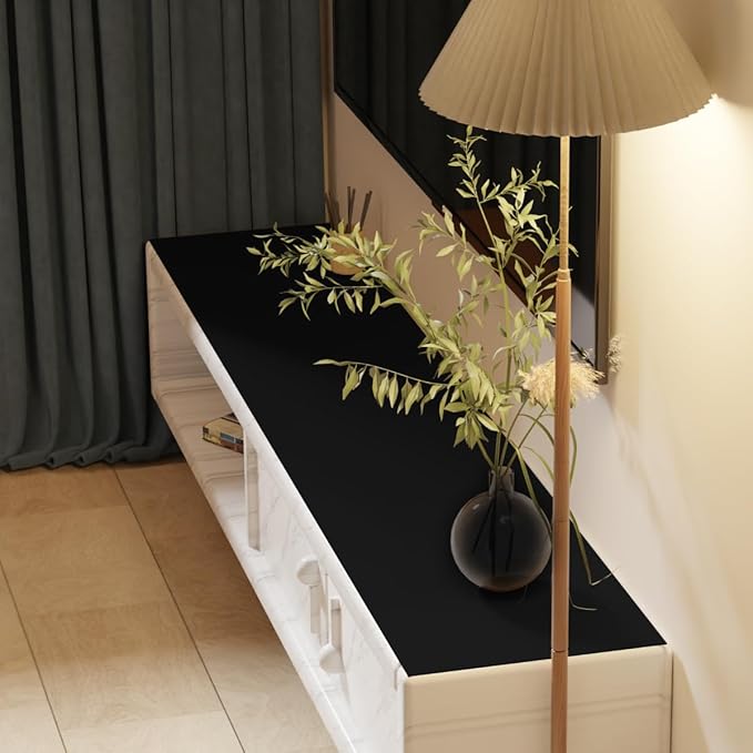 Desk Cover - 12x45 Inch Waterproof Easy to Clean Can Conceal Flaws Protector The Table Top from Scratches Used for Coffee Table Office Table Dresser(Black+Gray 12x45)