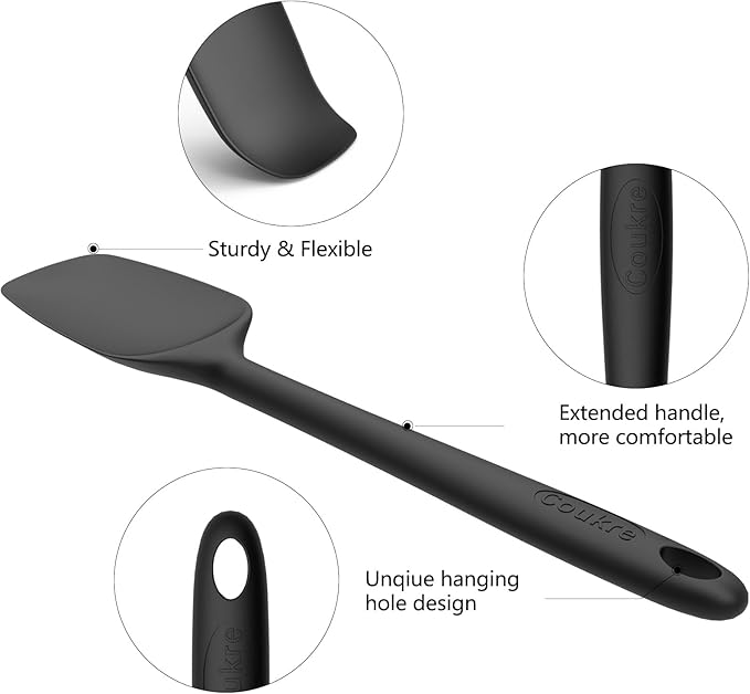 Coukre Silicone Spatula Set of 5,High Temperature Resistant, Food Grade Silicone, Dishwasher Safe, for Baking, Cooking (Pure Wine)
