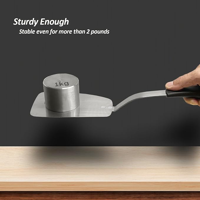 Stainless Steel Flexible Spatula Solid Turner, XiaoZu Thin Metal Spatula for Cast Iron Skillet, Thin Blade and Heat Resistant Silicone Handle, Great for Egg, Cookie, Meat, Crep, Medium + Large