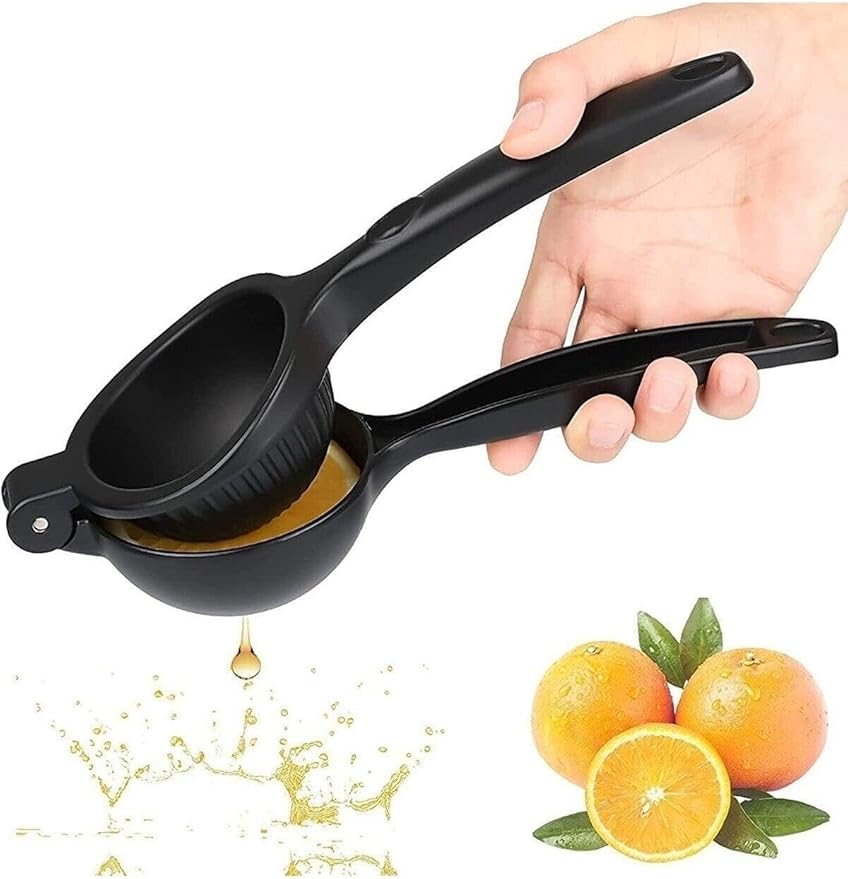 Manual Citrus Juicer Cast Iron Orange Squeezer Heavy Duty Hand Press for Maximum Juice Output, Effortless Use - Black