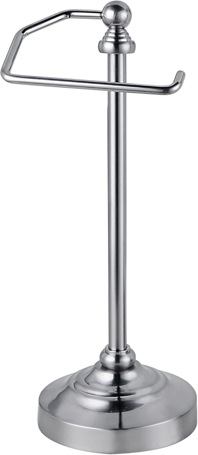 SunnyPoint Deluxe Free Standing Heavy Weighted Countertop Fingertip Towel Holder Stand (Satin Nickle)