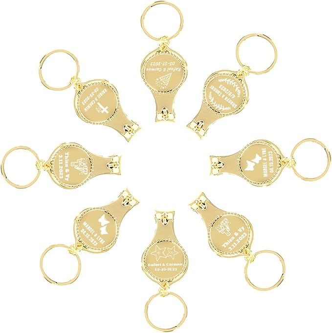 30pcs Personalized 4 in 1 Multi Function Bottle Opener, Nail Clipper, Wedding Favors Brewery, Private Customized, Gold, Multitool Gifts for Men