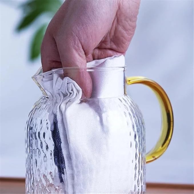 Water Pitcher Glass Water Pitcher with Filter Lid and Pouring Spout Heat Resistant Glass Carafe for Hot Cold Beverages Homemade Ice Tea Bottle Iced Tea Carafe(1.5L)