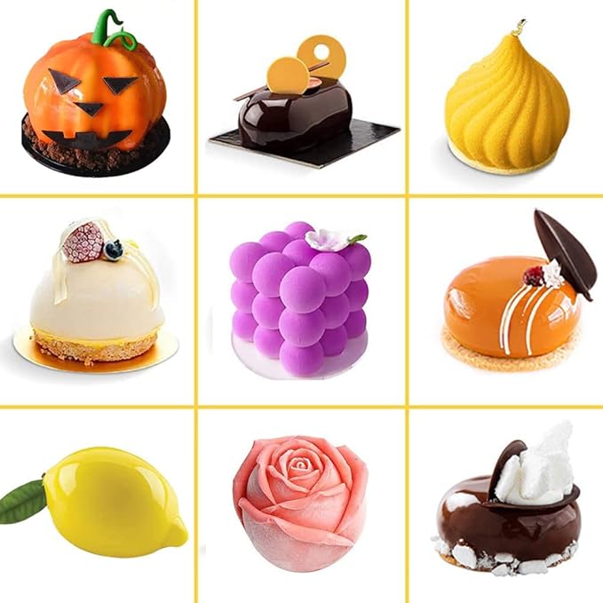 3D Long Strip Flower Shape Eclair Silicone Baking Mold for Mousse Cake,French Dessert Mold for Pastry Chocolate DIY Decoration(6 Cavity)