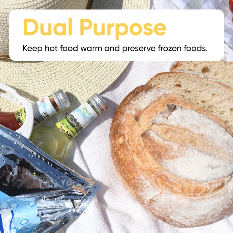 Superio Hot and Cold Insulated Bags for Food Delivery, Grocery Shopping Bags, Food Storage for Hot and Frozen Food for Travel, Disposable Cooler Bag, Reinforced Thermal Lunch Bag (10, 12"x13.5")