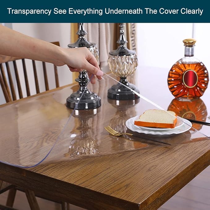 24 x 24 Inch 2PCS Multisize 1.5mm Thick Clear PVC Table Cover Protector Square Waterproof Crystal Plastic Tabletop Protective Pad for End Table Night Stand Bedside Sofa Table Surface Cover Floor Mat