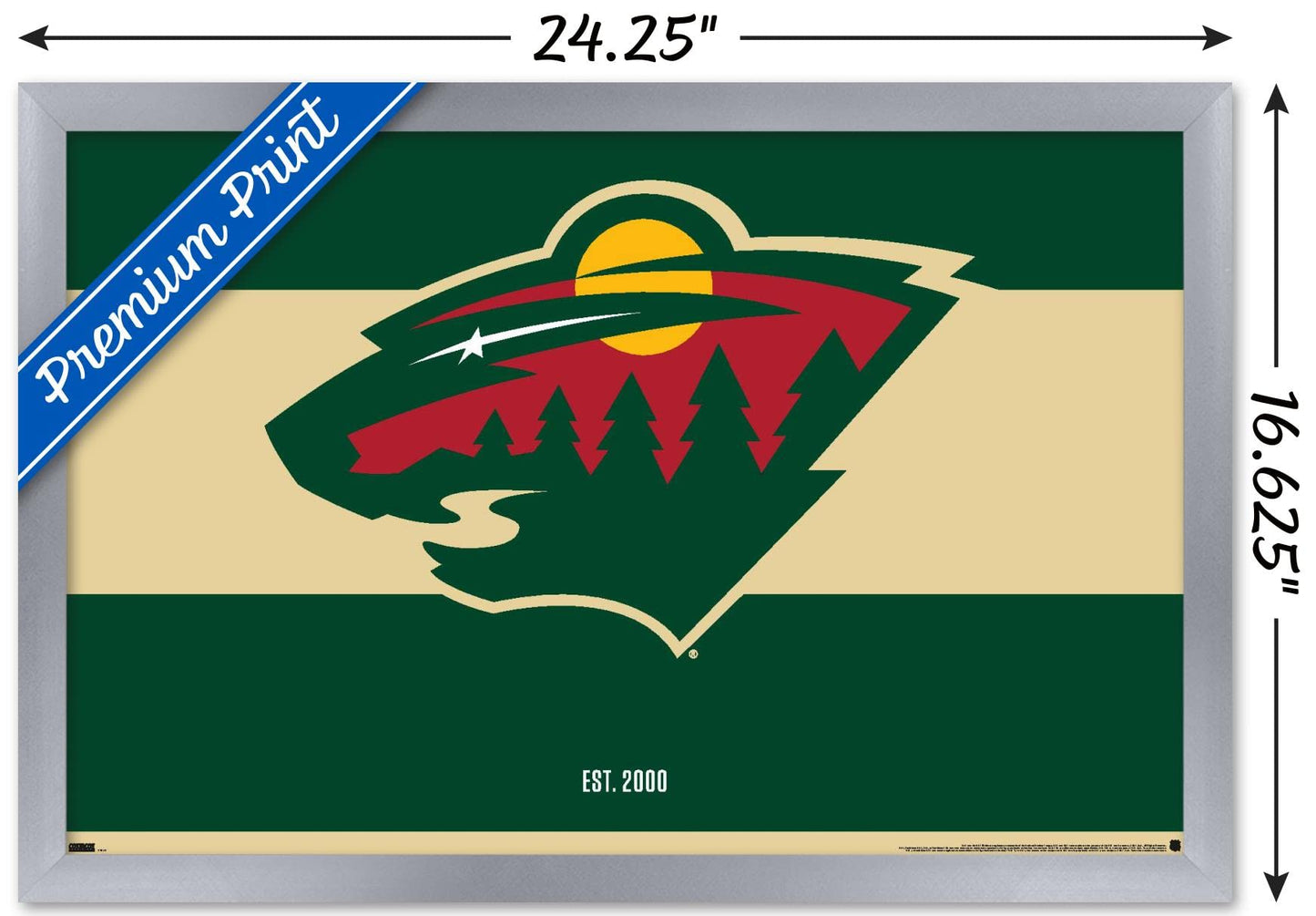 Trends International NHL Minnesota Wild - Logo 21 Wall Poster, 14.725" x 22.375", Silver Framed Version