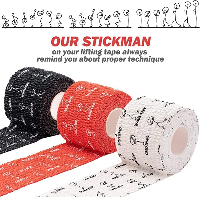 WARM BODY COLD MIND 2" Premium Lifting Thumb Tape for Weightlifting - Hook Grip for Powerlifting, Strength/Cross Training, Deadlift, Weight Lifting, Athletic Finger Wrap (Mix V3 3 Rolls)