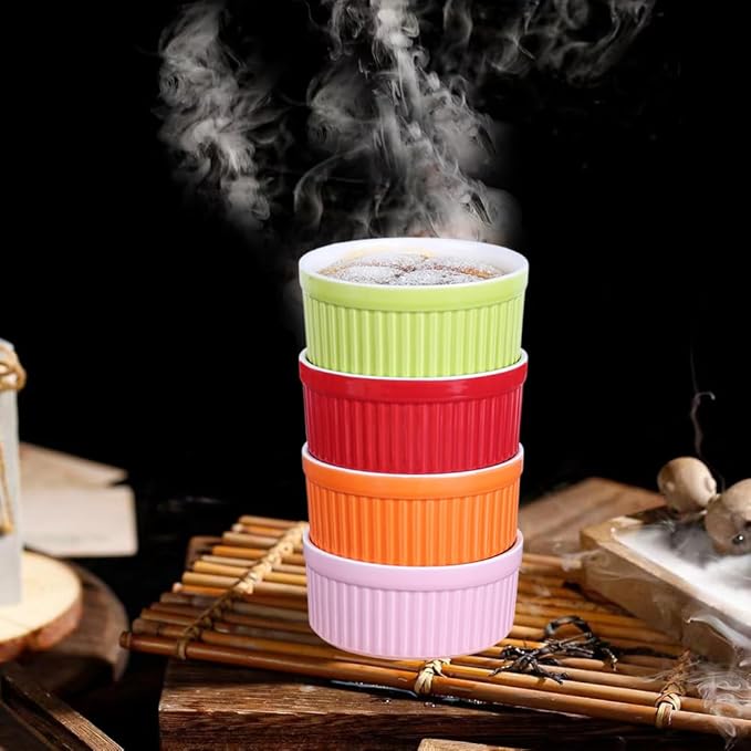 Ramekins 8oz,Ramekins for Creme Brulee and Souffle Dishes,Porcelain Oven Safe Baking Bowls,Pudding Cups,Dipping Sauce Dish,Set of 6,Color