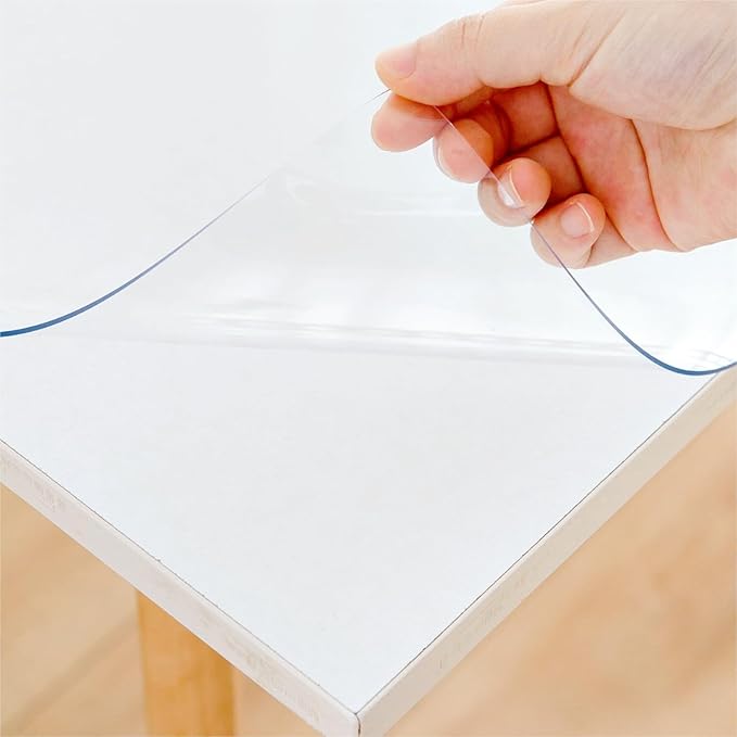 48 x 60 Inch Clear Table Cover Protector, Clear Table Protector for Dining Room Table, 1.5mm Plastic Table Cover, Waterproof Table Pad for Kitchen, Office