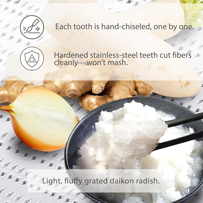 TIKUSAN Japanese Grater Oroshigane Slicer Stainless Steel Made in Japan for Radish Garlic Ginger Fruits and Root Vegetables (5.0"x8.9")