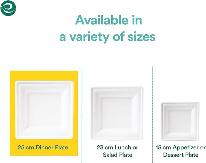 ECO SOUL Compostable Paper Plates 10 Inch (100 Count) Heavy Duty Disposable Dessert Plates, Eco-Friendly Sugarcane Bagasse Small Plates For Appetizer- White