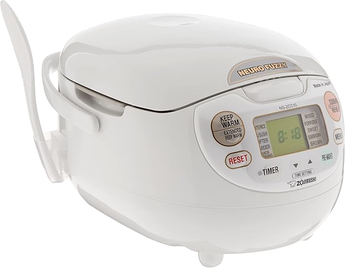Zojirushi Micom Water Boiler and Warmer, 169 oz/5.0 L, White & NS-ZCC10 Neuro Fuzzy Rice Cooker, 5.5-Cup, White