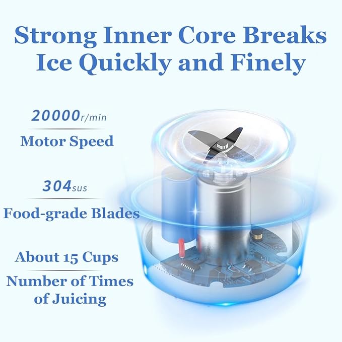 Upgraded Fresh Juice Blender Portable, Juicer Portable Blender Shake, 380ML USB/Magnetic Charging for Shakes and Smoothies, with Travel Cup and Lid (Black,Magnetic charging)