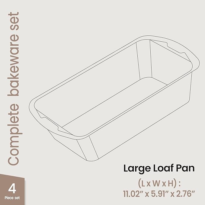 Nonstick Loaf Pan Set Pack of 2, 10.2" & 11" Large Baking Bread Pan, Oven Safe Up to 450°F, PFOA, PFOS, PTFE Free, Space Saving Stackable Design, Stain Resistant, Dishwasher Friendly, White Marble