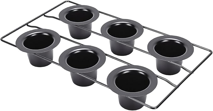 GOTOTOP 6 Cup Popover Pan, Non Stick Carbon Steel Bakeware, Perfect for Muffins and Popovers, 22.5x40.5cm Size for Home Bakers