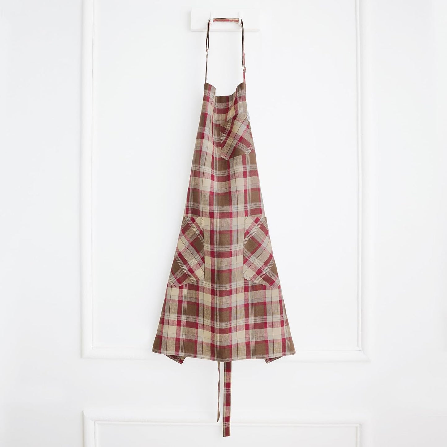 Solino Home Linen Bib Apron for Men & Women - Rustic Multicolor Kitchen Apron with Front Pockets - Handcrafted from European Flax