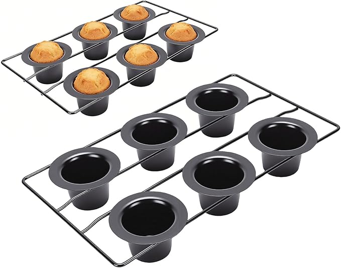 VBESTLIFE 6-Cup Popover Pan, Heavyweight Aluminized Steel with Nonstick Coating, for Yorkshire Pudding, Muffins, and Popovers
