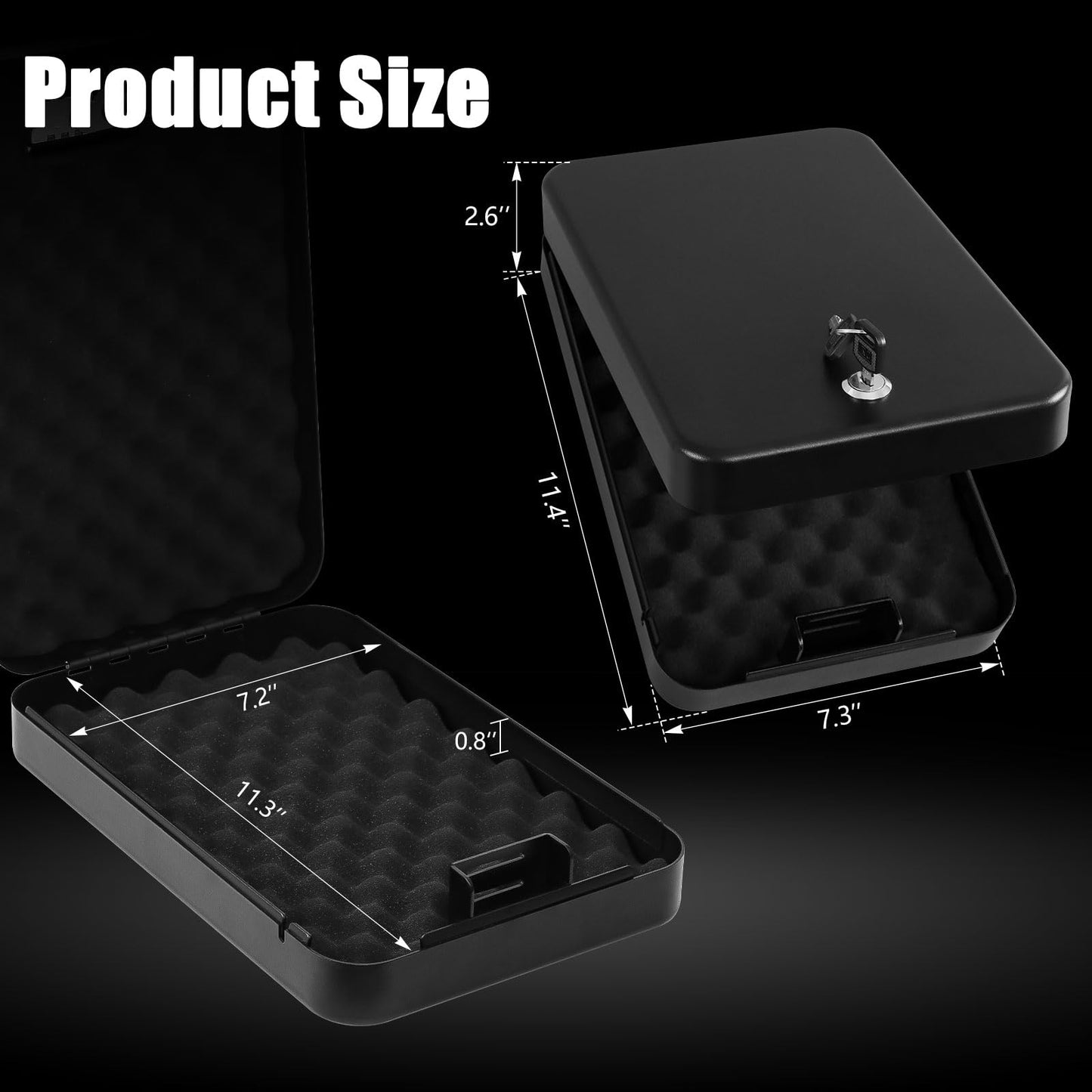 Dalmbox Gun Safe for Pistols X Large,11 x 7 x 3 Inches,Handgun Lock Box with Key Lock Portable Travel Pistol Safe for Car, Home, Travel