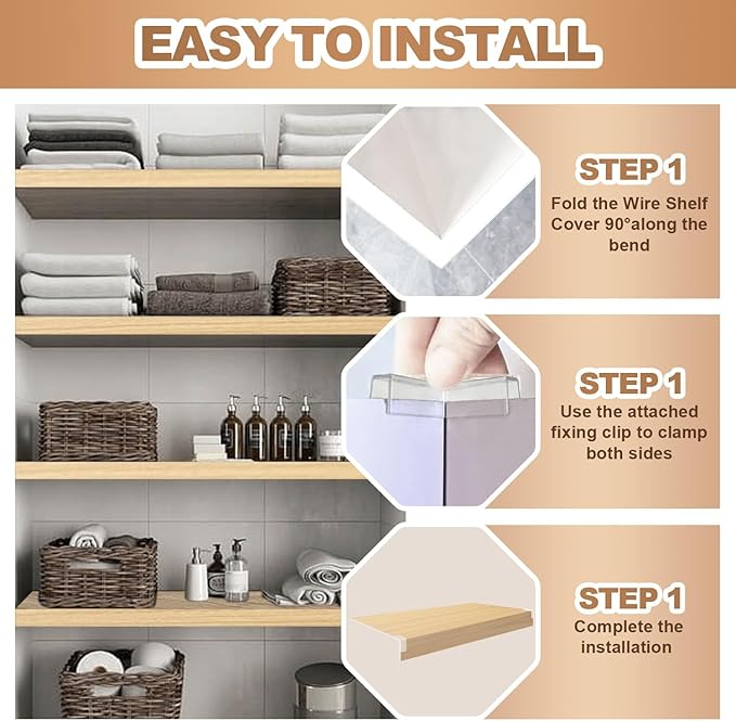 5 Pcs Wire Rack Covers 40x16x2.5 inch PVC Pantry Shelf Cover 0.31 inch Thick Removable Closet Wire Rack Shelf Covers,Decoration Kitchen Bathroom Office Shelving (Wood Color,40x16x2.5inch)