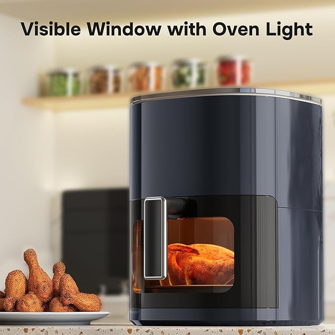 Simple Deluxe 12-in-1 Air Fryer 6.34 Qt, 1700W Digital Preset Airfryer with Visible Window, Nonstick and Dishwasher-Safe Basket, Air Fry, Roast, Bake, Dehydrate, Fries, Gary