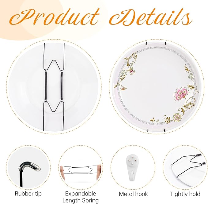 Bilillo 3 Pack Plate Hangers for The Wall, Suitable for 16''-20'' Decorative Plate,Invisible Heavy Duty Wire Plate Holder with Wall Hooks, Plate Hangers for Displaying Plates, Platter, Dish (Black)
